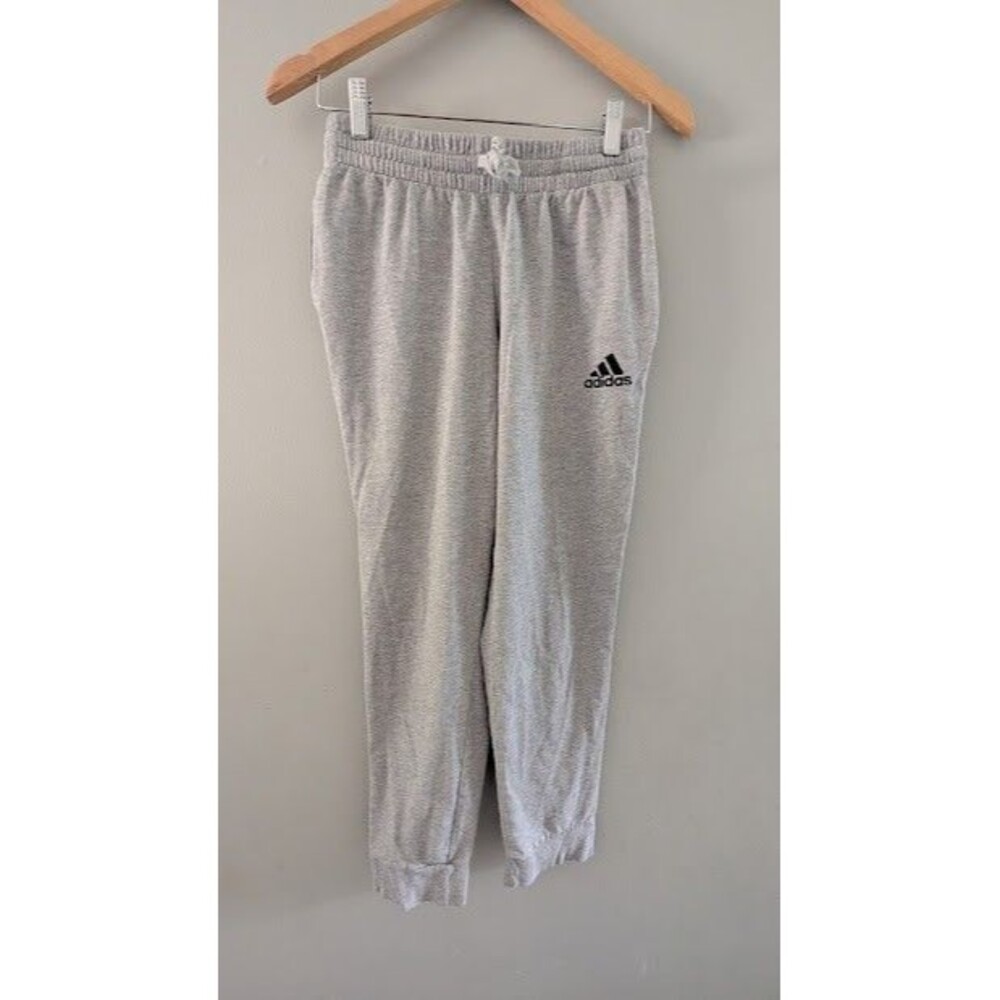 Adidas Essentials Single Jersey Tapered Cuff Pants Heather Gray Joggers S